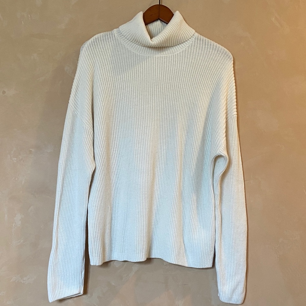 LILYSILK Women's Ribbed Turtleneck Wool Sweater Cream Size M - Picture 5 of 12